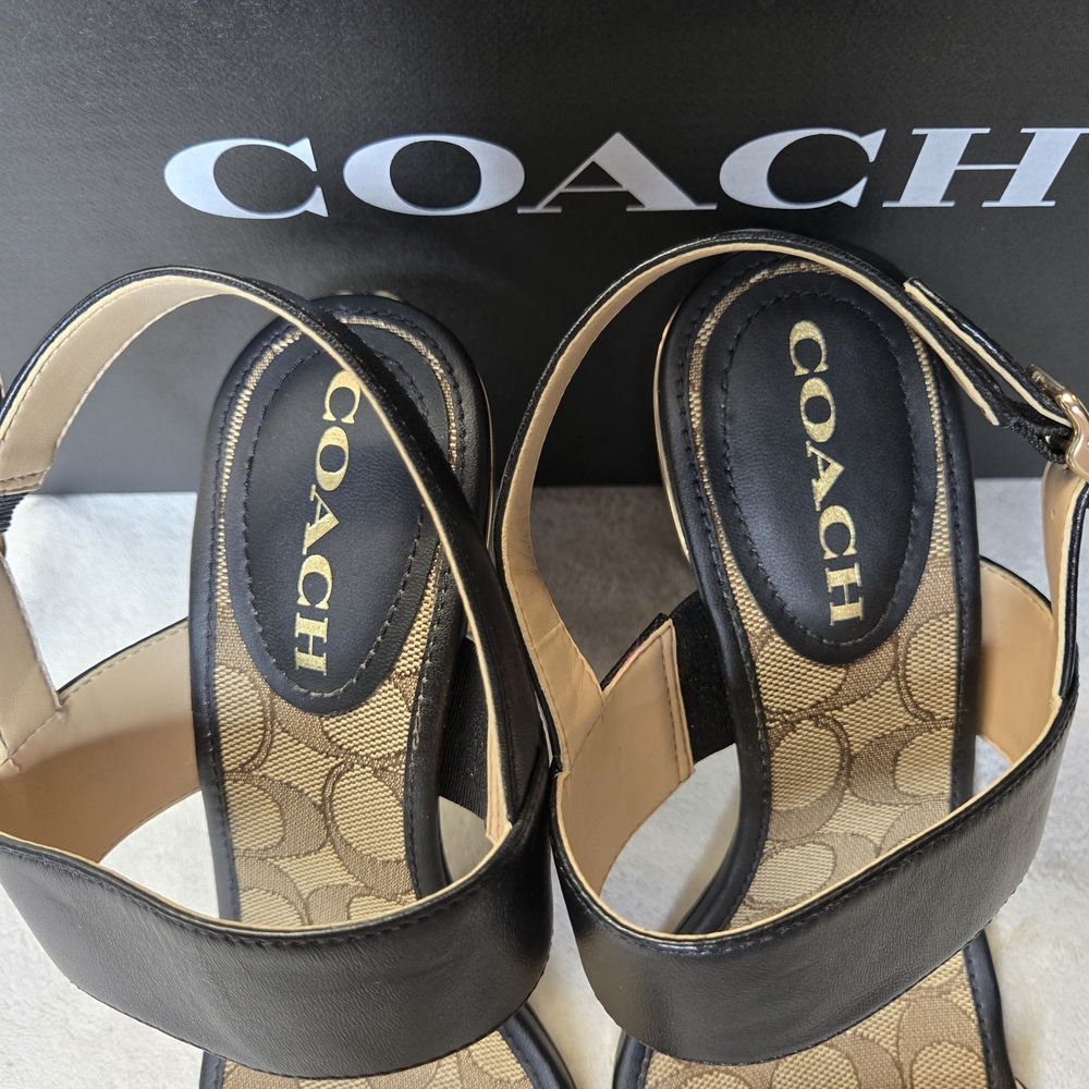 EUC Coach Rori Leather Strappy Heel Sandal – Black / Size 8.5 B  CE319 Authentic - Picture 6 of 10